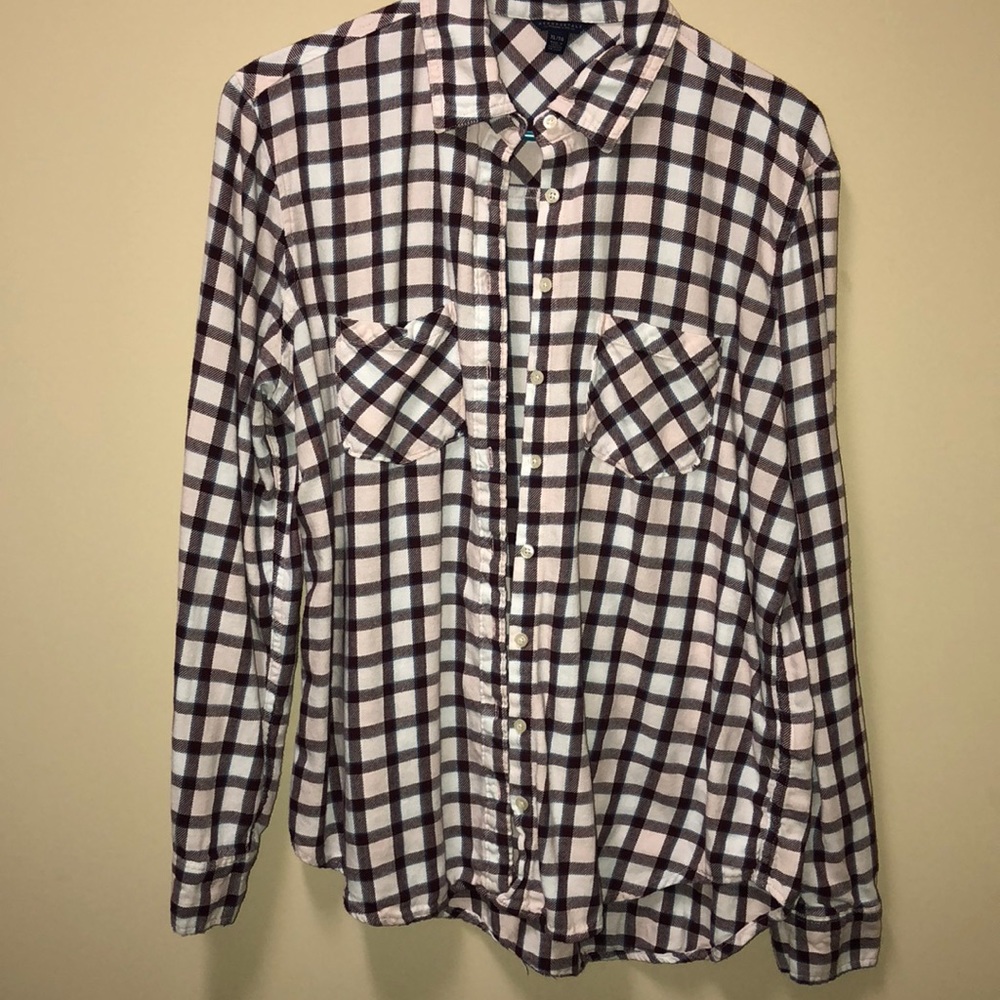 pink & red patterned button down from aeropostale